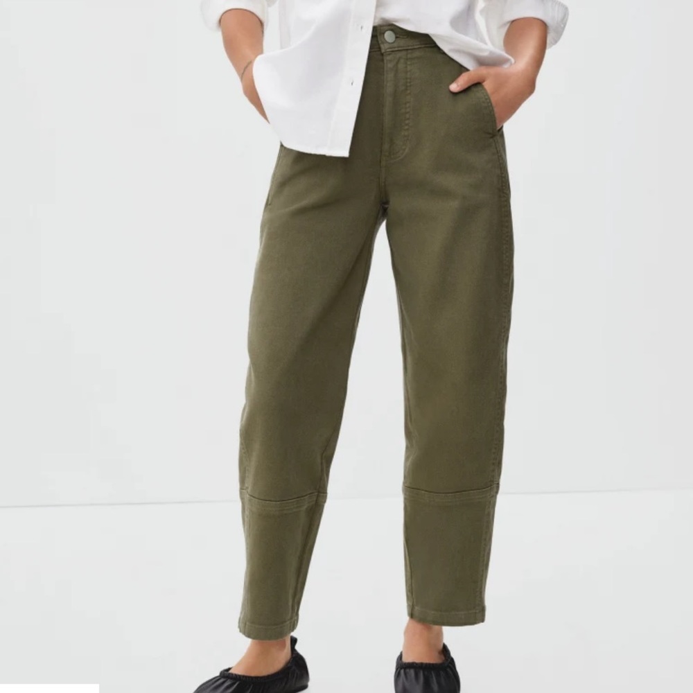 Everlane The Utility Barrel Pants dark moss green sz 10